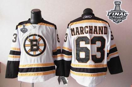 Bruins Stanley Cup Finals Patch #63 Brad Marchand White Stitched NHL Jersey