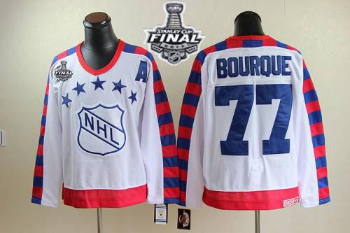 Bruins Stanley Cup Finals Patch #77 Ray Bourque White All Star CCM Throwback 75TH Stitched NHL Jersey