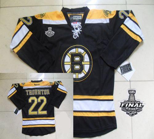 Bruins Stanley Cup Finals Patch #22 Shawn Thornton Black Home Stitched NHL Jersey