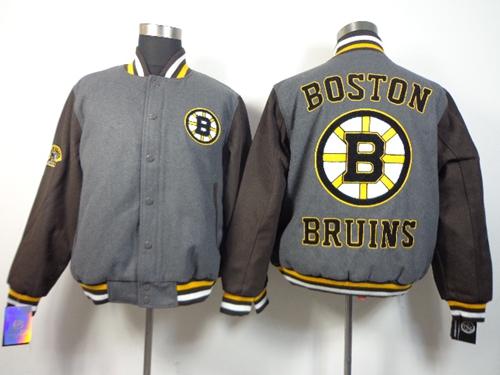 Boston Bruins Blank Satin Button Up Grey NHL Jacket