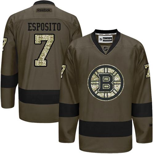 Bruins #7 Phil Esposito Green Salute to Service Stitched NHL Jersey