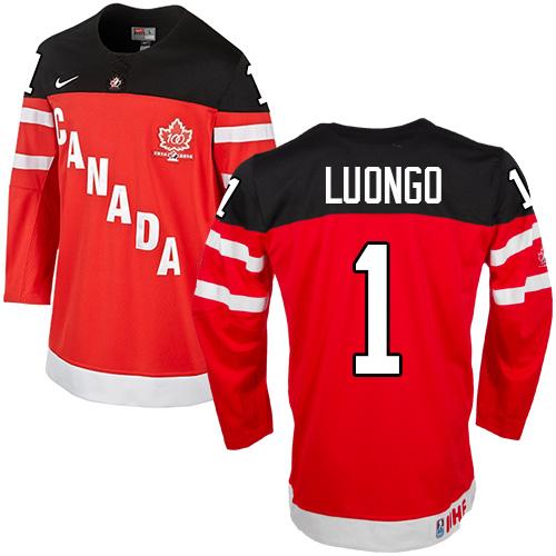 Olympic CA. #1 Roberto Luongo Red 100th Anniversary Stitched NHL Jersey