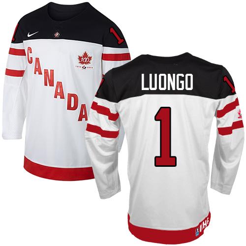 Olympic CA. #1 Roberto Luongo White 100th Anniversary Stitched NHL Jersey