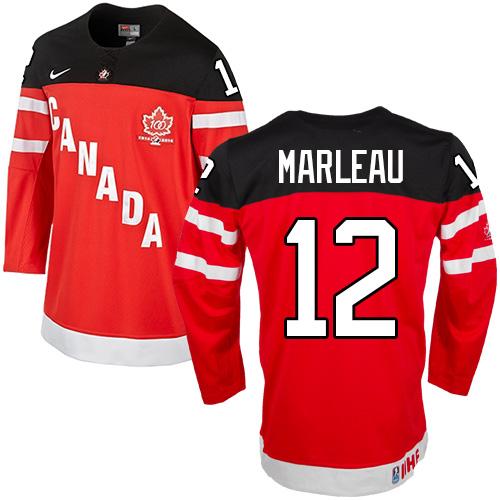 Olympic CA. #12 Patrick Marleau Red 100th Anniversary Stitched NHL Jersey