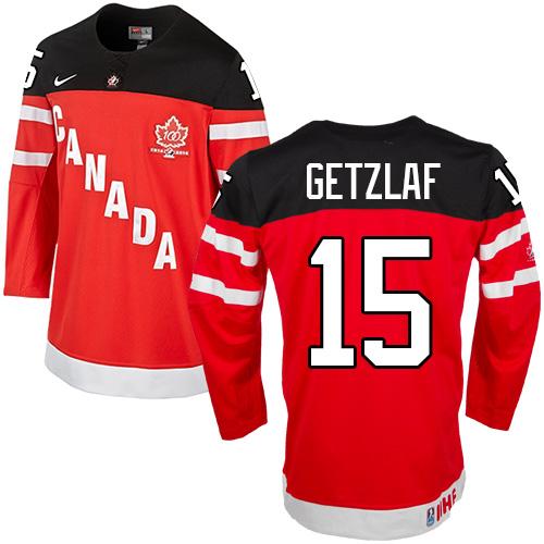 Olympic CA. #15 Ryan Getzlaf Red 100th Anniversary Stitched NHL Jersey