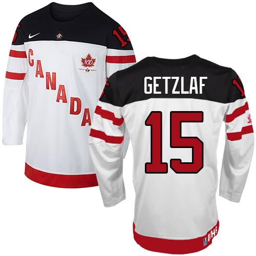Olympic CA. #15 Ryan Getzlaf White 100th Anniversary Stitched NHL Jersey