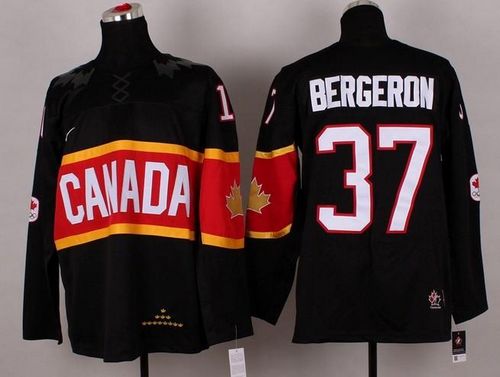 Olympic 2014 CA. #37 Patrice Bergeron Black Stitched NHL Jersey
