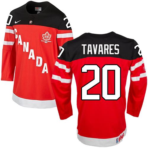 Olympic CA. #20 John Tavares Red 100th Anniversary Stitched NHL Jersey