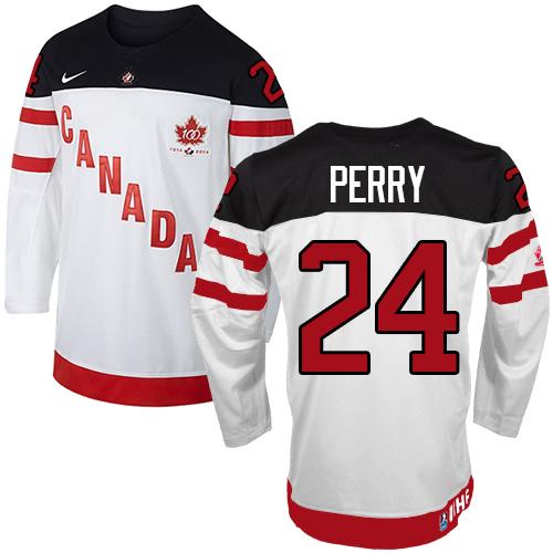 Olympic CA. #24 Corey Perry White 100th Anniversary Stitched NHL Jersey
