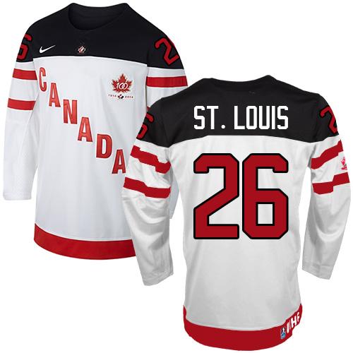 Olympic CA. #26 Martin St.Louis White 100th Anniversary Stitched NHL Jersey
