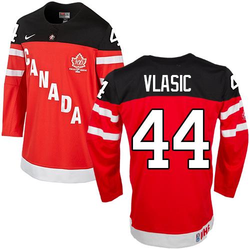 Olympic CA. #44 Marc Edouard Vlasic Red 100th Anniversary Stitched NHL Jersey
