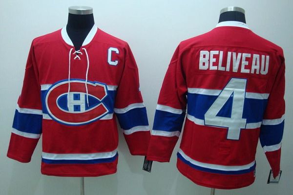 Canadiens #4 Jean Beliveau Stitched Red CH CCM Throwback NHL Jersey