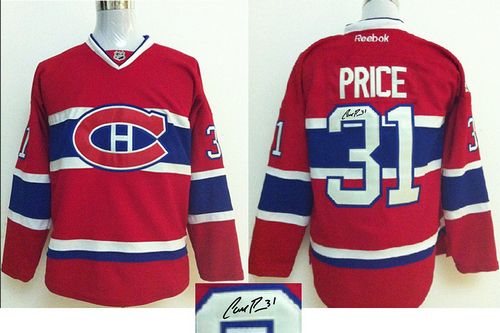 Canadiens #31 Carey Price Red Autographed Stitched NHL Jersey