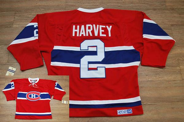 Canadiens #2 Doug Harvey Stitched Red CH CCM Throwback NHL Jersey