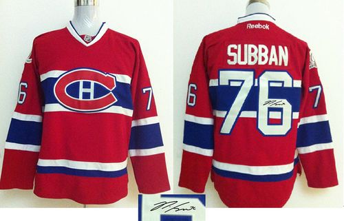 Canadiens #76 P.K Subban Red Autographed Stitched NHL Jersey