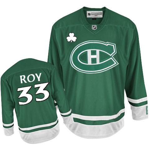 Canadiens St Patty's Day #33 Patrick Roy Green Stitched NHL Jersey