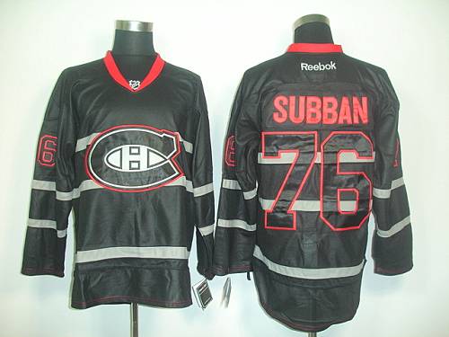 Canadiens #76 PK Subban Black Ice Stitched NHL Jersey