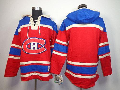 Canadiens Blank Red Sawyer Hooded Sweatshirt Stitched NHL Jersey