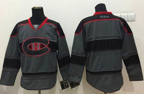 Canadiens Blank Charcoal Cross Check Fashion Stitched NHL Jersey