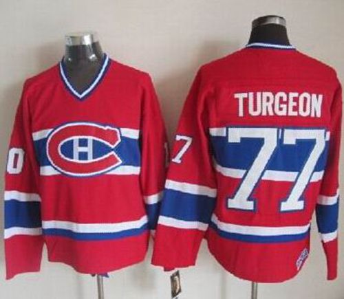 Canadiens #77 Pierre Turgeon Red CCM Throwback Stitched NHL Jersey
