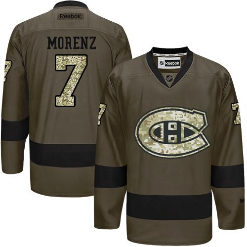 Canadiens #7 Howie Morenz Green Salute to Service Stitched NHL Jersey