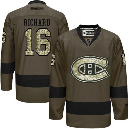 Canadiens #16 Henri Richard Green Salute to Service Stitched NHL Jersey