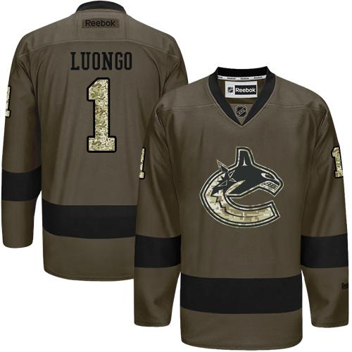 Canucks #1 Roberto Luongo Green Salute to Service Stitched NHL Jersey