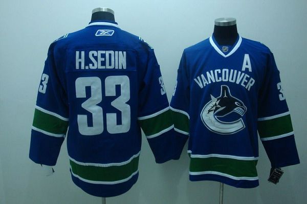Canucks #33 Henrik Sedin Stitched Blue NHL Jersey