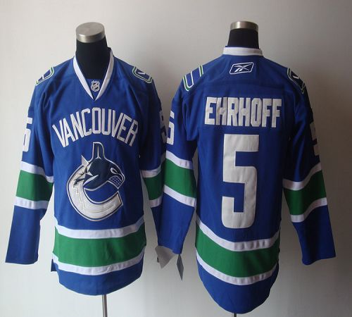 Canucks #5 Ehrhoff Blue Stitched NHL Jersey