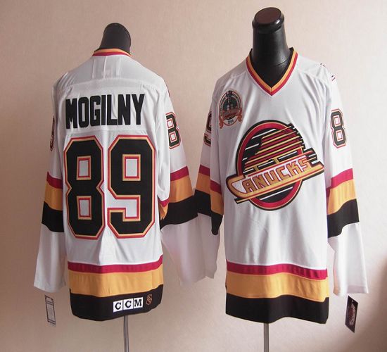 Canucks #89 Alexander Mogilny Stitched White CCM Throwback NHL Jersey