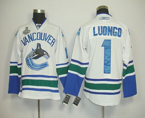 Canucks 2011 Stanley Cup Finals #1 Roberto Luongo White Stitched NHL Jersey
