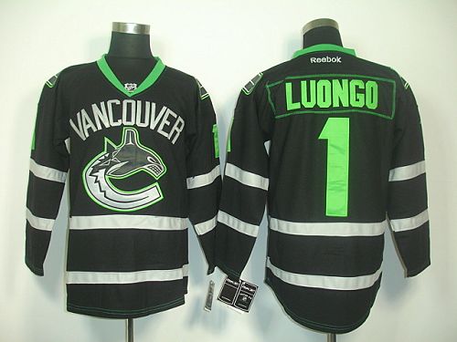 Canucks #1 Roberto Luongo Black Ice Stitched NHL Jersey