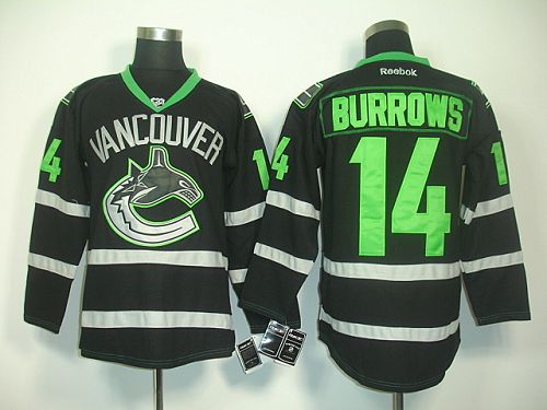 Canucks #14 Alexandre Burrows Black Ice Stitched NHL Jersey