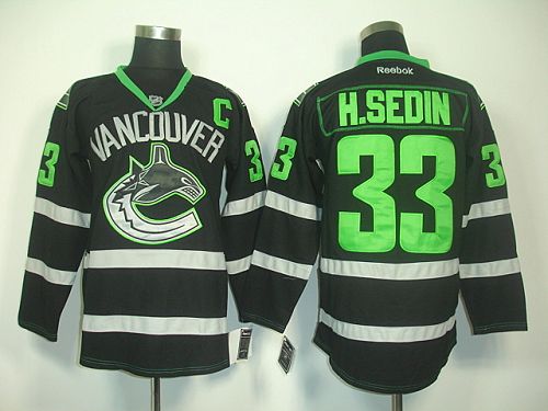 Canucks #33 Henrik Sedin Black Ice Stitched NHL Jersey