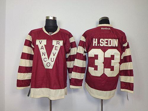 Canucks #33 Henrik Sedin Red Stitched NHL Jersey