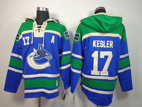 Canucks #17 Ryan Kesler Blue Sawyer Hooded Sweatshirt Stitched NHL Jersey