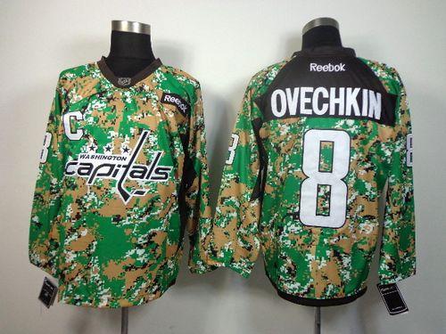 Capitals #8 Alex Ovechkin Camo Veterans Day Practice Stitched NHL Jersey