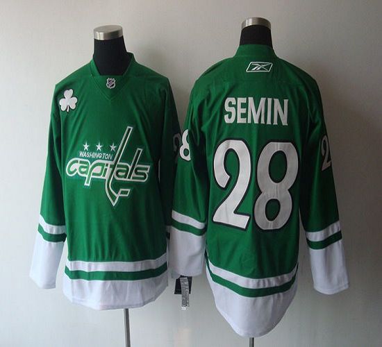Capitals #28 Alexander Semin Green St. Patty's Day Stitched NHL Jersey