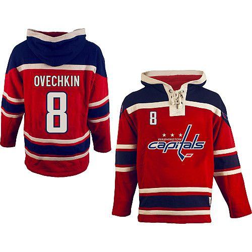Capitals #8 Alex Ovechkin Red Sawyer Hooded Sweatshirt Stitched NHL Jersey