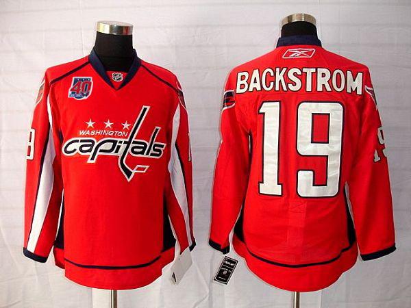 Capitals #19 Nicklas Backstrom Red 40th Anniversary Stitched NHL Jersey