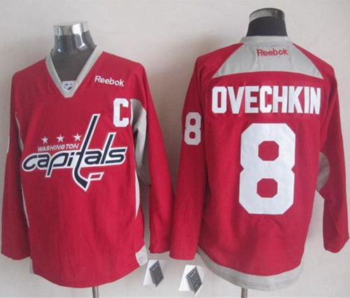 Capitals #8 Alex Ovechkin Red Practice Stitched NHL Jersey