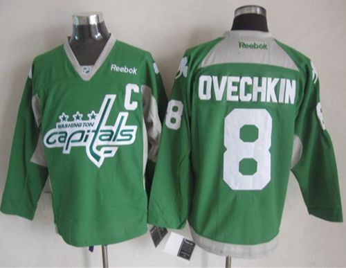 Capitals #8 Alex Ovechkin Green St. Patrick's Day Practice Stitched NHL Jersey