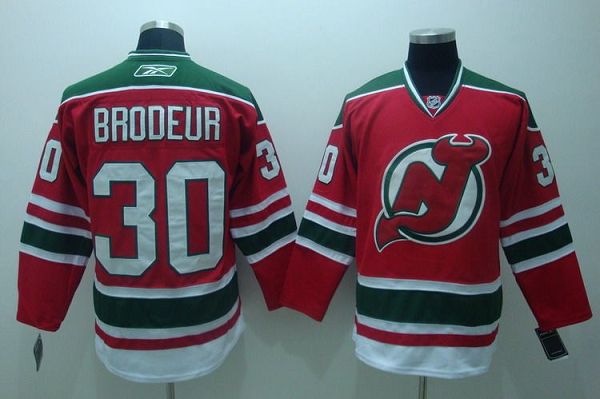 Devils #30 Martin Brodeur Stitched Red and Green CCM Throwback NHL Jersey