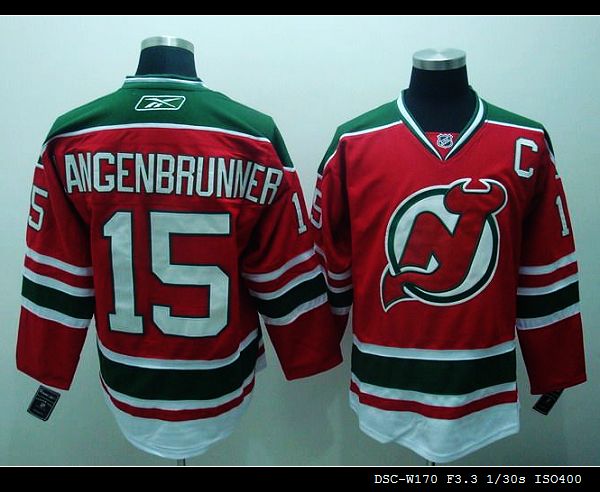 Devils #15 Jamie Langenbrunner Stitched Red and Green CCM Throwback NHL Jersey