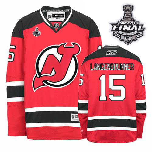 Devils #15 Jamie Langenbrunner 2012 Stanley Cup Finals Red Stitched NHL Jersey