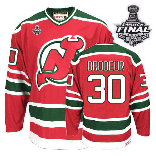 Devils #30 Martin Brodeur 2012 Stanley Cup Finals Red and Green CCM Throwback Stitched NHL Jersey
