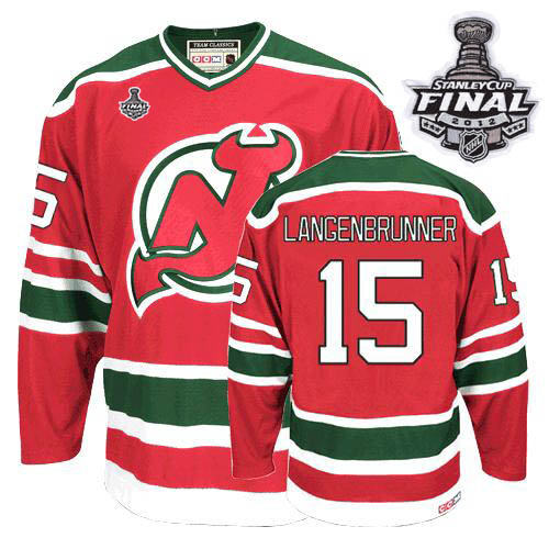 Devils #15 Jamie Langenbrunner 2012 Stanley Cup Finals Red and Green CCM Throwback Stitched NHL Jersey