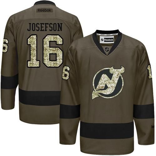 Devils #16 Jacob Josefson Green Salute to Service Stitched NHL Jersey
