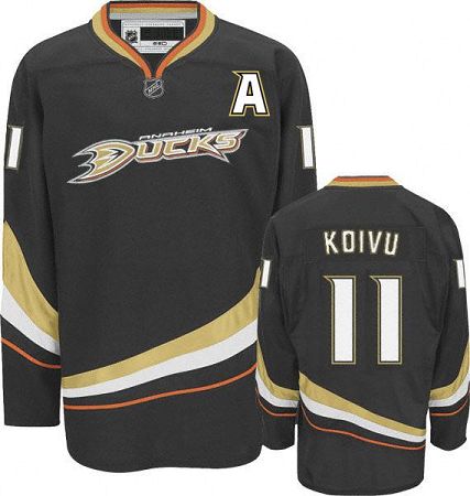 Ducks #11 Saku Koivu Stitched Black NHL Jersey