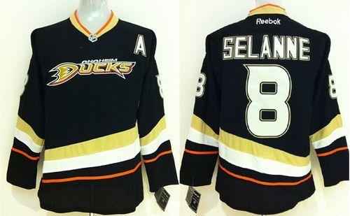 Ducks #8 Teemu Selanne Black Home Stitched NHL Jersey